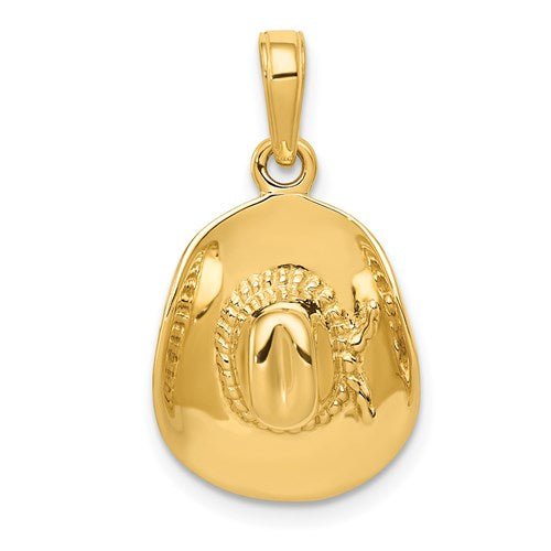 Cowboy Hat Charm Pendant in 14K Yellow Gold - Cox Ranch Supply