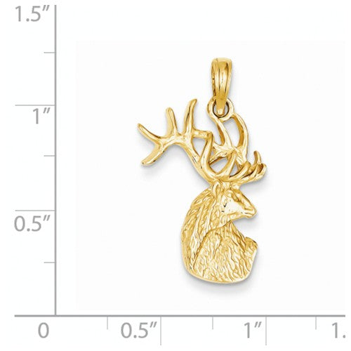 Stag Head Buck Pendant in 14K Yellow Gold - Cox Ranch Supply