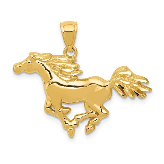 Running Wild Horse Pendant in 14K Yellow Gold - Cox Ranch Supply