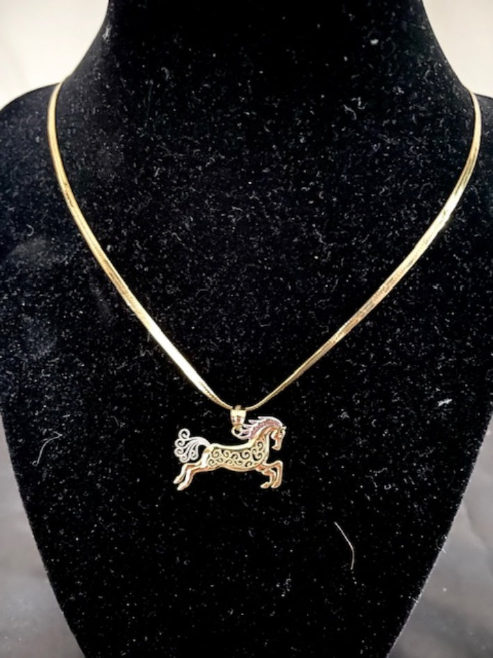 Whimsical Horse Pendant in 14K Yellow and White Gold - Cox Ranch Supply