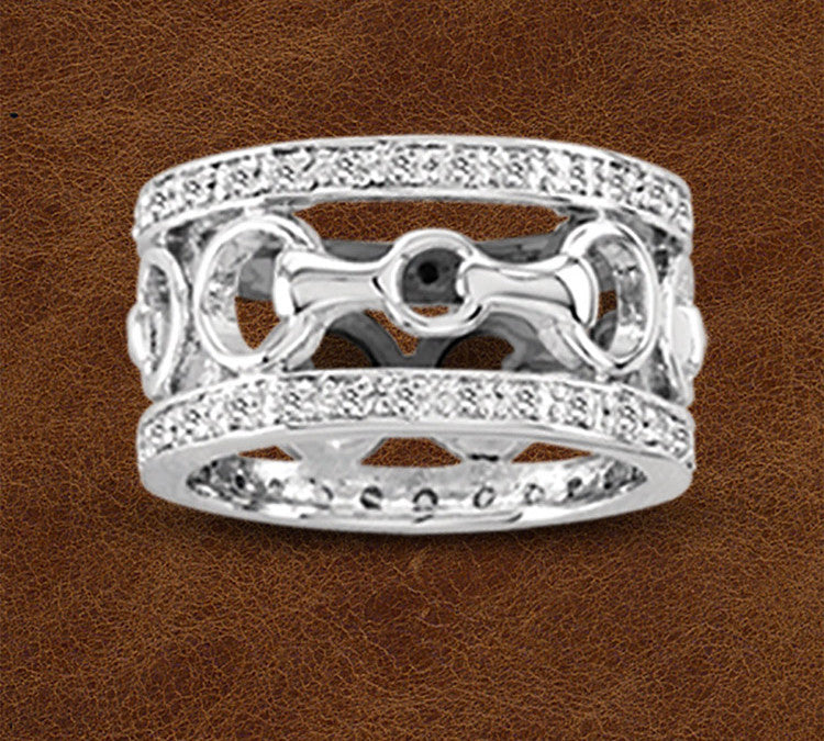 Kelly Herd® Snaffle Bit Ring in Sterling Silver and CZ's - Cox Ranch Supply