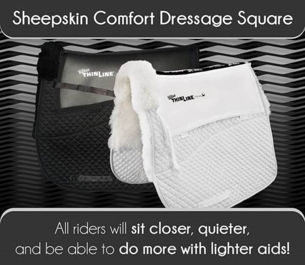Ultra ThinLine® Sheepskin Comfort Square Dressage Pad White 3330-W Shimmable - Cox Ranch Supply