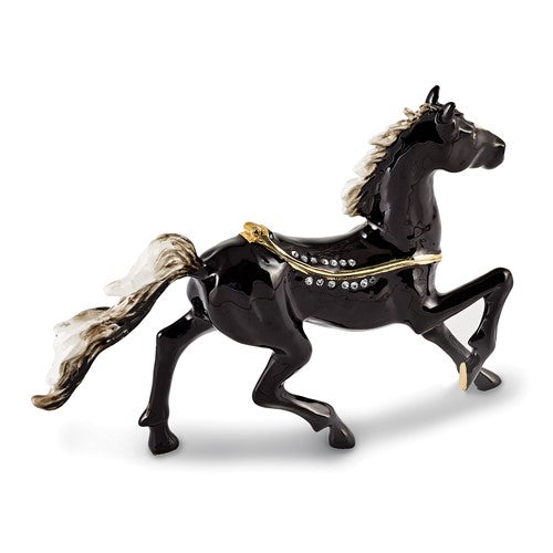 Pepper Black Horse with White Mane & Tail Trinket Box with Necklace - Cox Ranch Supply