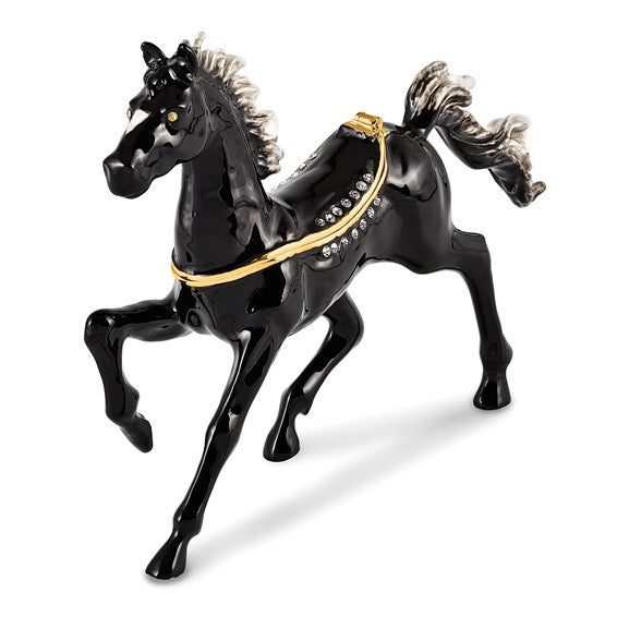 Pepper Black Horse with White Mane & Tail Trinket Box with Necklace - Cox Ranch Supply