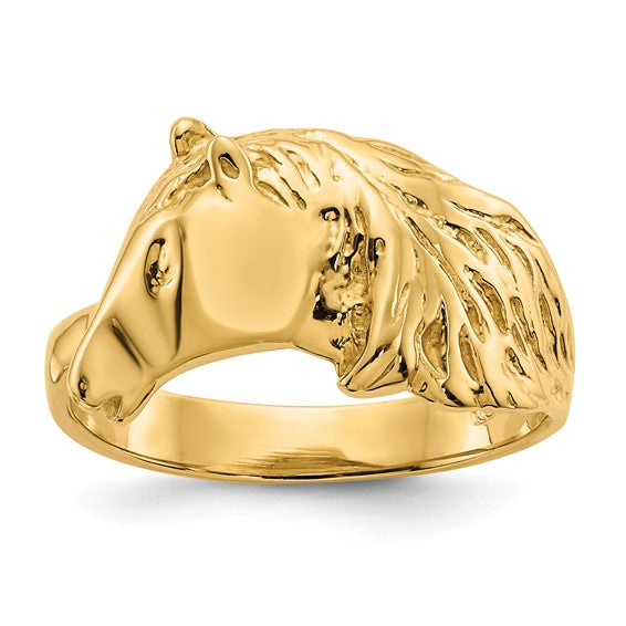 CoutureJewelers 14K Gold Polished Horse Head Ring|Amazon.com
