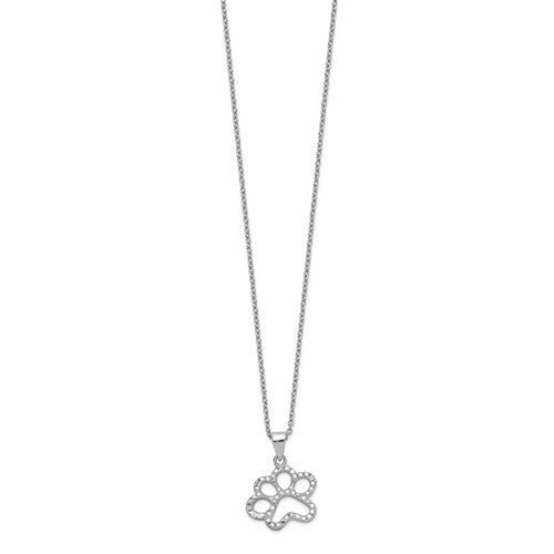 CZ Paw Print Necklace in Sterling Silver - Cox Ranch Supply