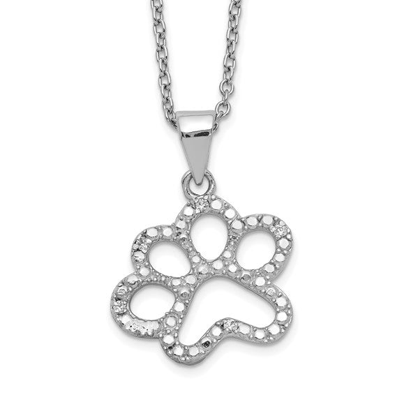 CZ Paw Print Necklace in Sterling Silver - Cox Ranch Supply