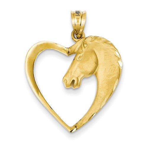 Horse Pendant Heart and Horsehead Pendant in 14K Yellow Gold C107 - Cox Ranch Supply