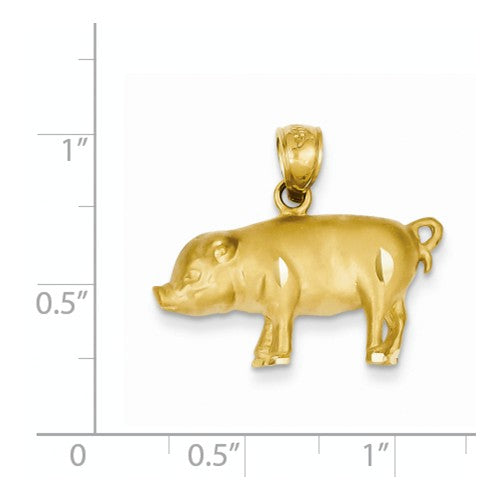 Pig Pendant Large Diamond Cut Pendant in 14K Yellow Gold C4060 - Cox Ranch Supply