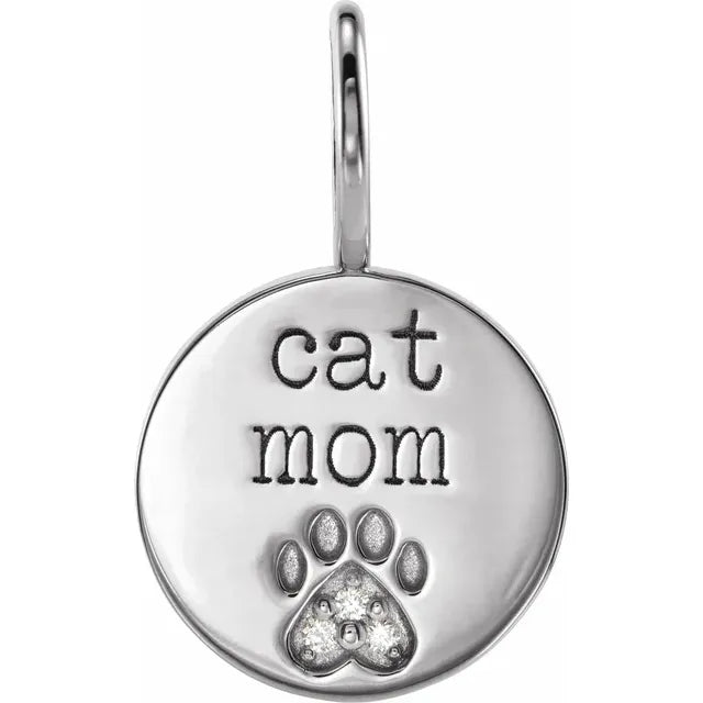 Dog Mom or Cat Mom Diamond Paw Charm Pendant - Cox Ranch Supply