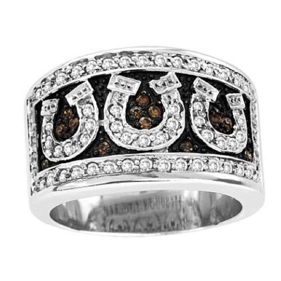 Kelly Herd® Horseshoe Ring with Chocolate and Clear CZ's - Cox Ranch Supply