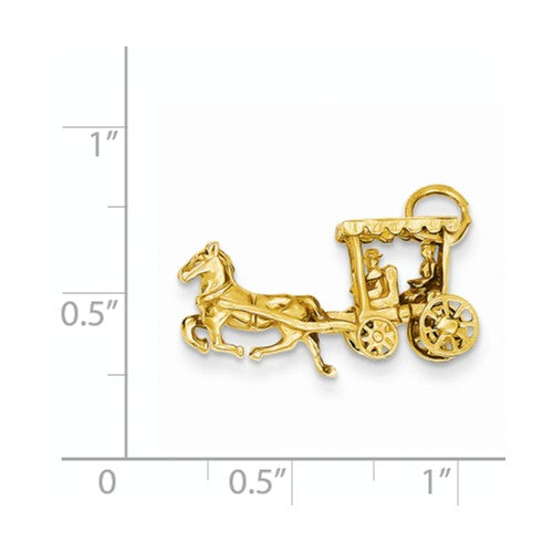 Carriage and Horse 3D Pendant in 14K Yellow Gold D1213 - Cox Ranch Supply
