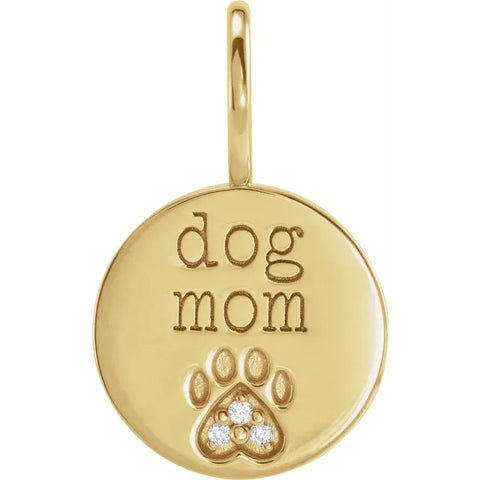 Dog Mom or Cat Mom Diamond Paw Charm Pendant