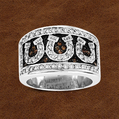 Kelly Herd® Horseshoe Ring with Chocolate and Clear CZ's - Cox Ranch Supply