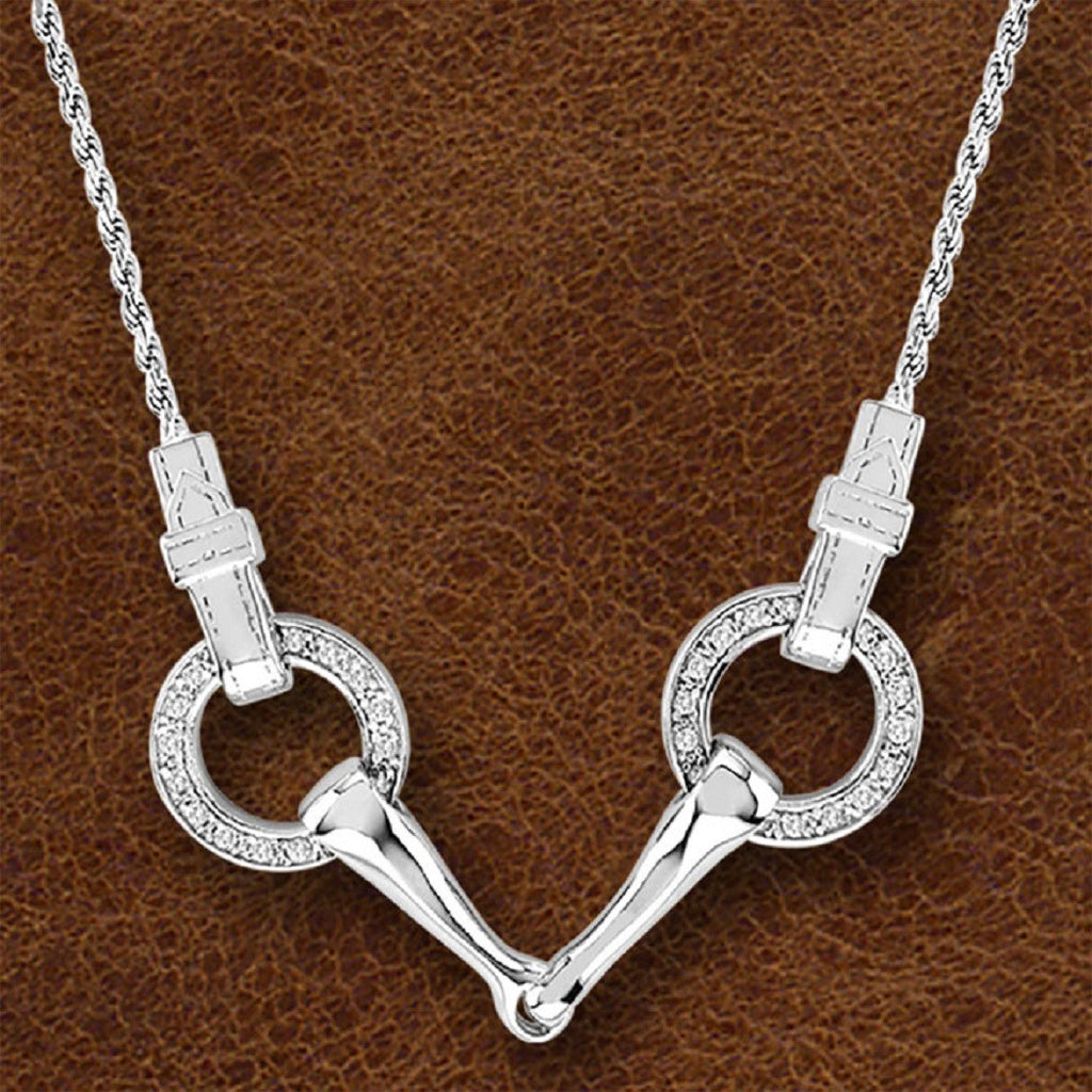 Kelly Herd® Snaffle Bit Necklace Sterling Silver and CZ's 17 - 19" adjustable rope chain - Cox Ranch Supply
