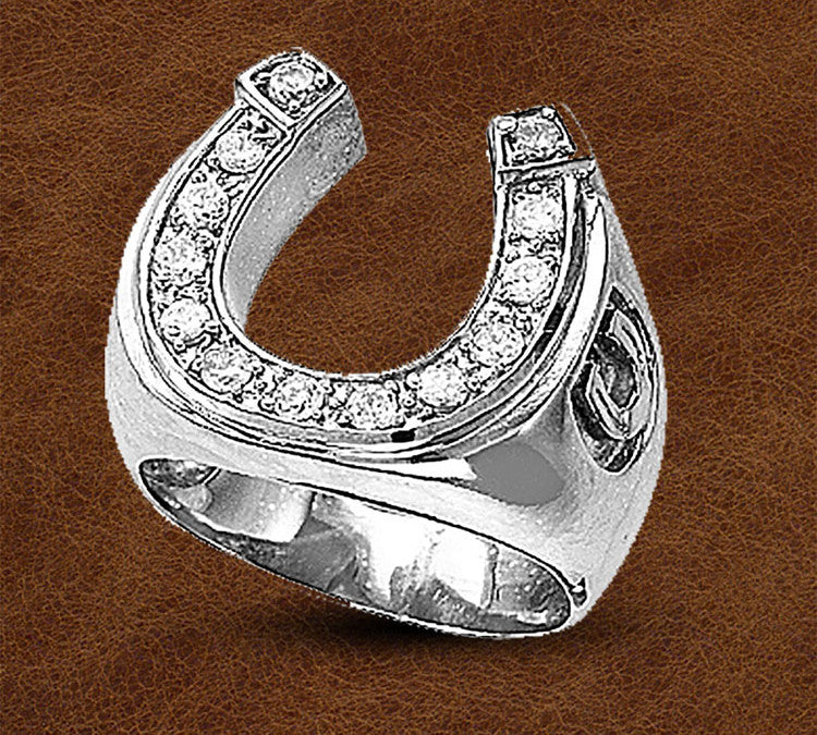 Kelly Herd Princess Cut Three Stone Horseshoe Ring - Sterling Silver With Rose Gold Plated Horseshoe & CZ Stones